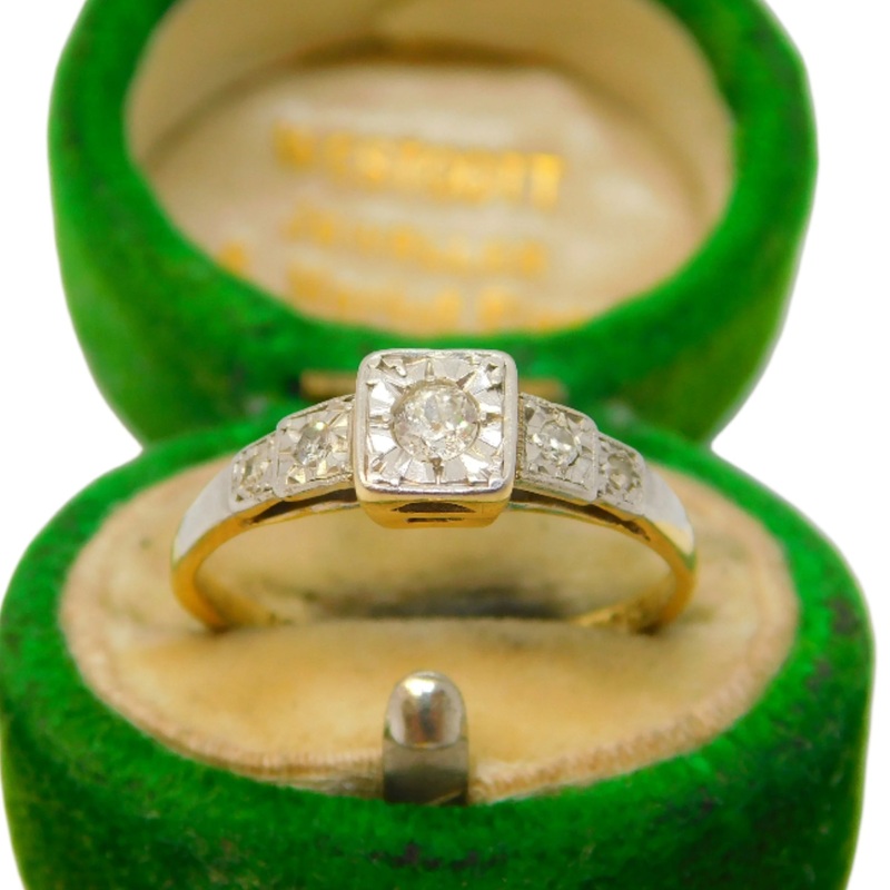 Victorian 18ct Gold & Platinum Set 0.15ct Diamond Dress Ring Antique c1890