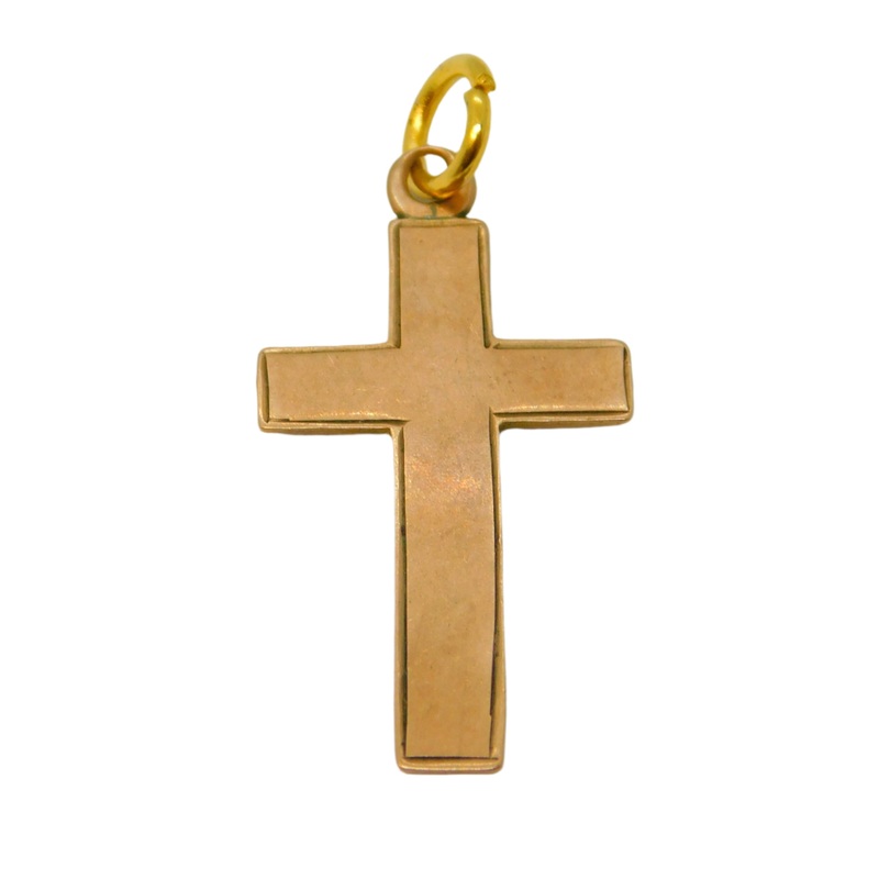 Victorian 9ct Rose Gold Minimal Cross Crucifix Pendant Antique 1897 Birmingham