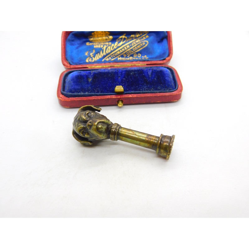 Victorian Cast Bronze Boxer Bulldog Column Desk Seal Stamp Antique c1890