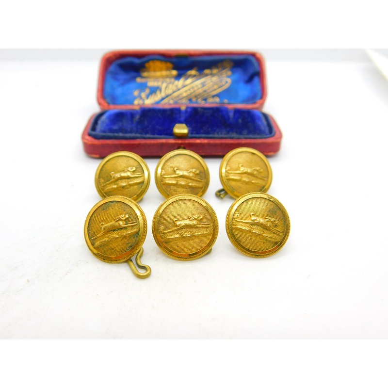 Victorian Set of Gilt Metal Beagling Hunt Buttons Hare Pattern c1880 Reynolds Co