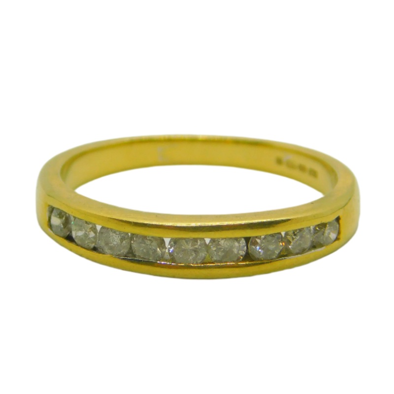 18ct Yellow Gold & 0.5ct Diamond Half-Eternity Ring Vintage c1990 Sheffield