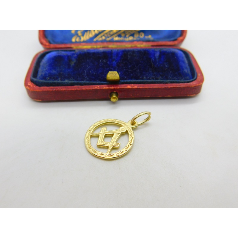 9ct Yellow Gold Masonic Compass Charm or Pendant Antique c1930 Art Deco