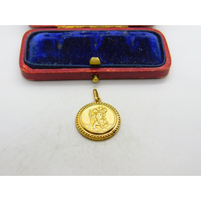 9ct Yellow Gold St Christopher Travel Charm or Pendant 1971 London Vintage