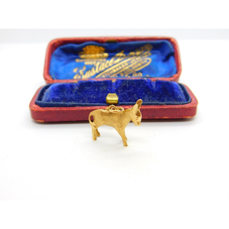 9ct Yellow Gold Standing Donkey Charm Pendant Vintage c1970