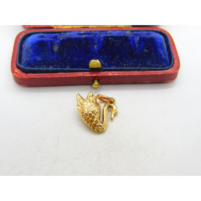9ct Yellow Gold Swan Charm or Pendant Vintage 1975 Birmingham