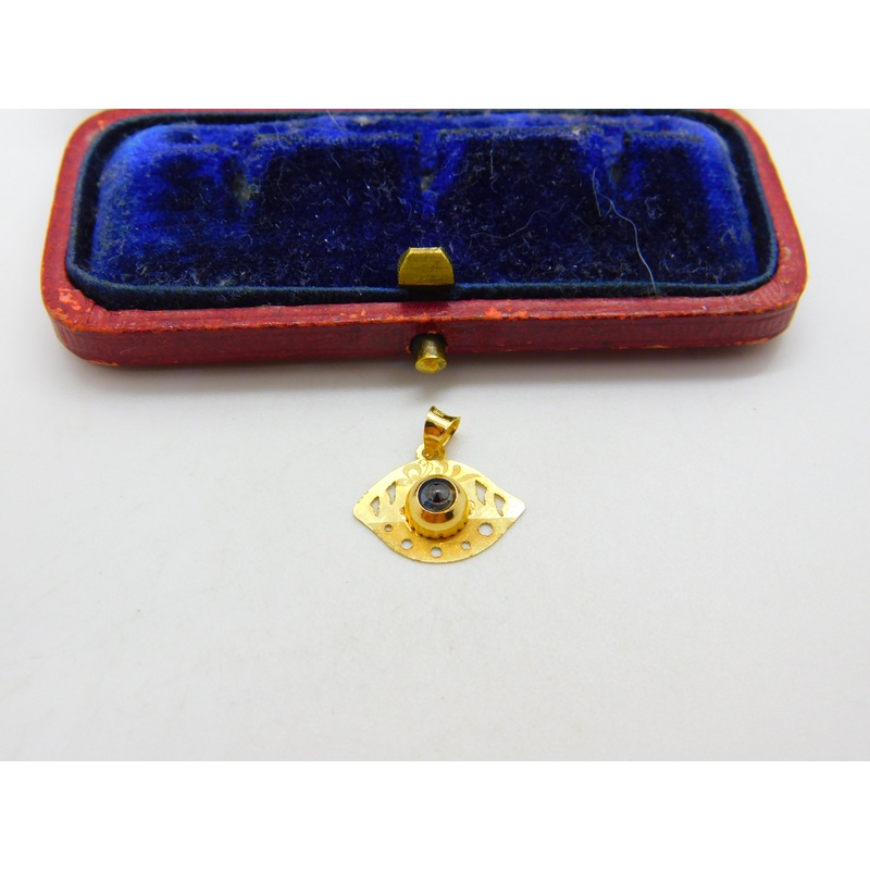 All Seeing Eye 18ct Yellow Gold Charm or Pendant Vintage c1980