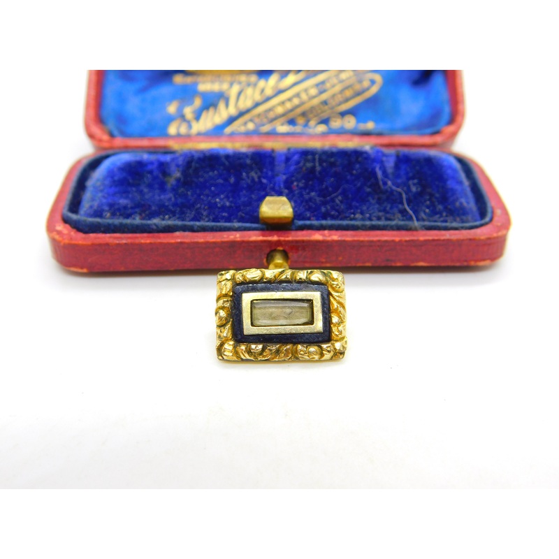 Braided Hair Enamel 15ct Yellow Gold Mourning Brooch Pin Antique Georgian c1820