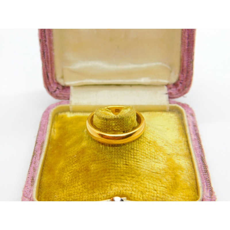 English 22ct Yellow Gold Wedding Band Ring Antique Art Deco 1926 London