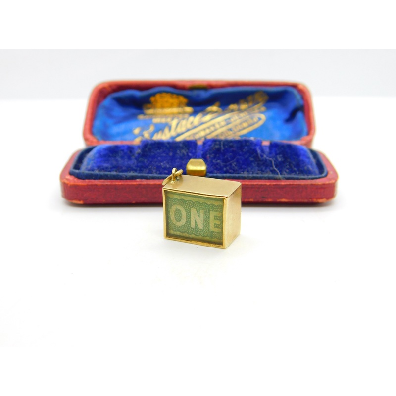 Georg Jensen Emergency One Pound 1 Money Note 9ct Gold Charm Vintage 1966