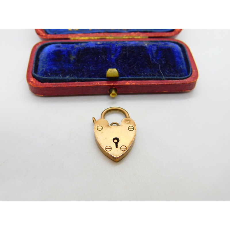 Heart Padlock Charm Bracelet Clasp Findings 9ct Gold Antique Edwardian c1910