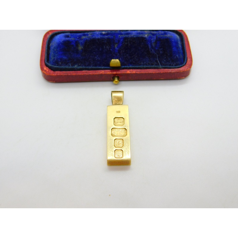 Heavy 1977 9ct Yellow Gold Bullion Bar Ingot Pendant Charm Vintage London