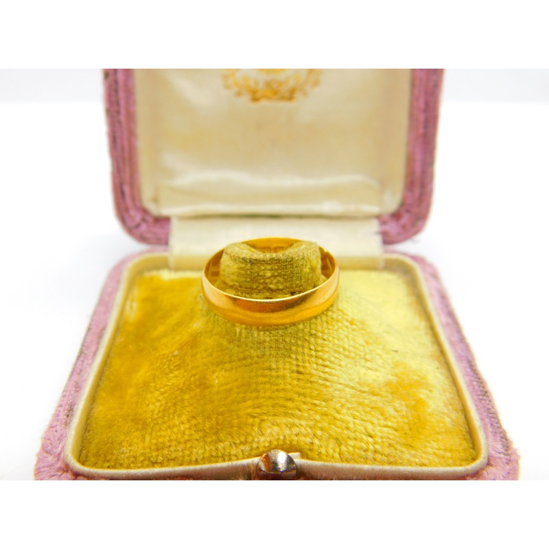 Plain Wedding Band Ring English 22k Gold Antique 1911 Edwardian Birmingham