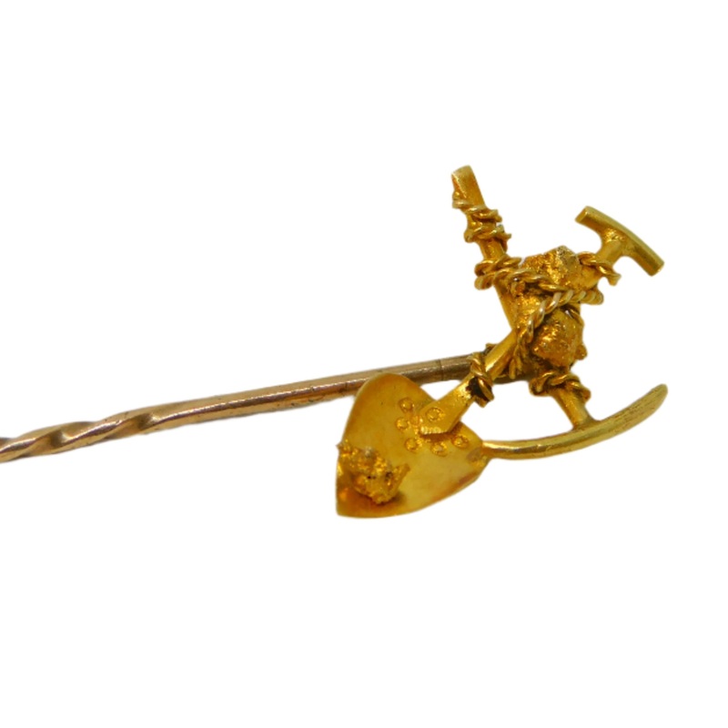 South African 19th Century 22ct Yellow Gold Mining Stick Pin Antique c1890