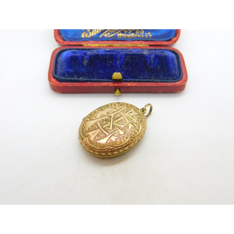 Victorian 9ct Yellow Gold Back & Front Sweetheart Locket Pendant c1880