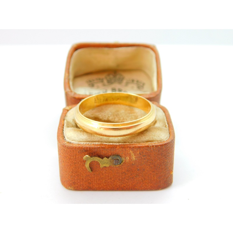 18ct Yellow Gold Minimal Wedding Band Ring Antique c1920 Art Deco