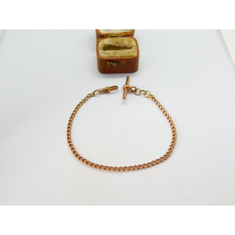 9ct Rose Gold Albert Curb Link Watch Chain or Bracelet 1990 Birmingham Vintage