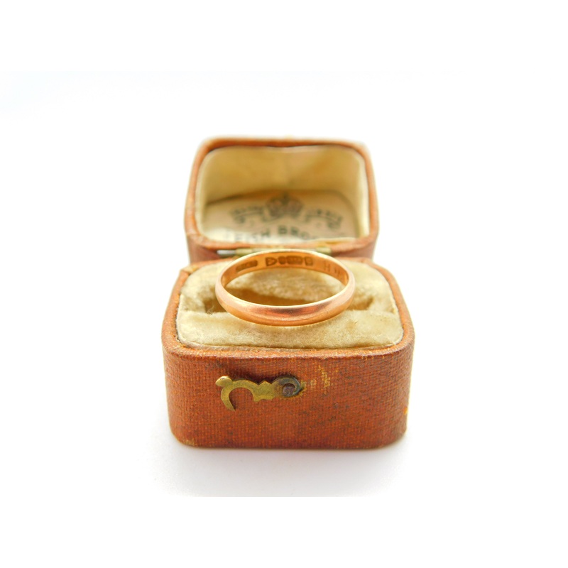 9ct Rose Gold Wedding Band Ring 1939 Chester Antique Art Deco Size L UK