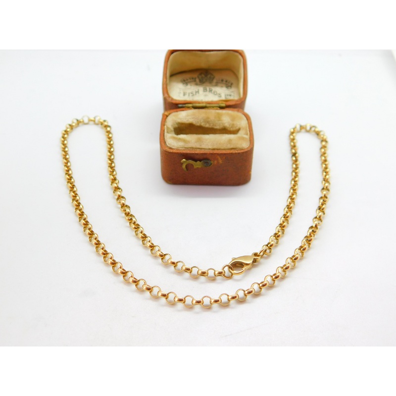 9ct Yellow Gold Belcher Link Chain Necklace 16.5" Length 42cm Vintage c1970