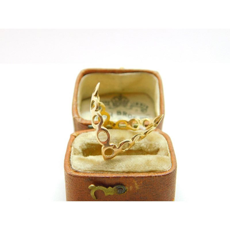 9ct Yellow Gold Bubble Pattern Wishbone Dress Ring Vintage c1980