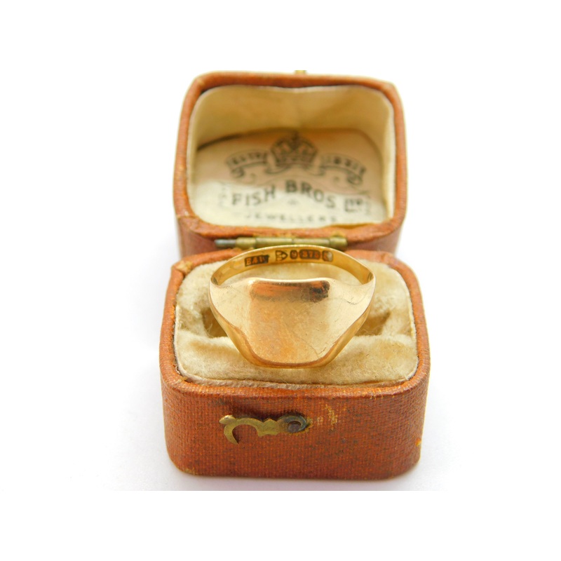 9ct Yellow Gold Essential Signet Ring Blank 1928 Chester Antique Art Deco