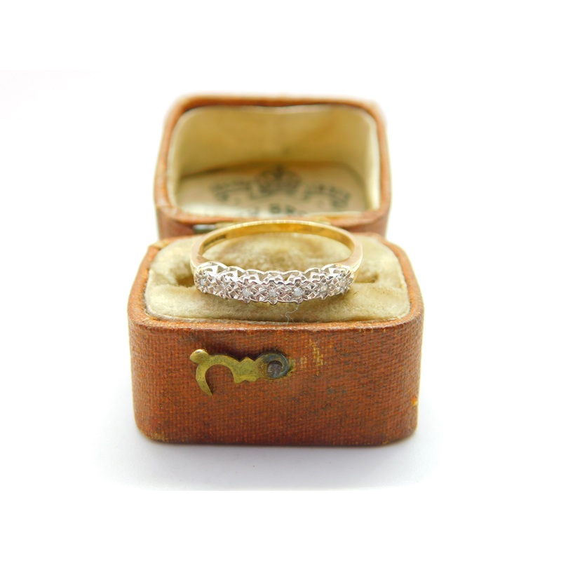 9ct Yellow Gold Seven Stone Diamond Half-Eternity Ring 1994 London Vintage