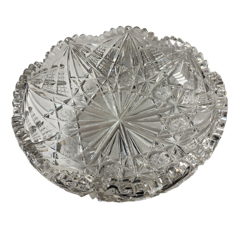 ABP cut glass signed Hawkes 12"  bowl American