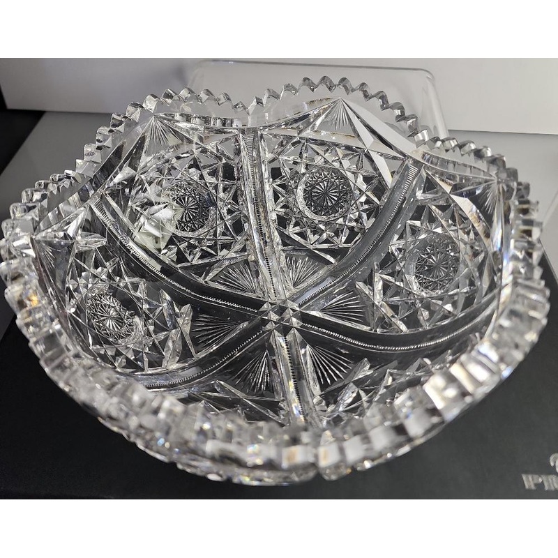 ABP cut glass signed Hawkes bowl American