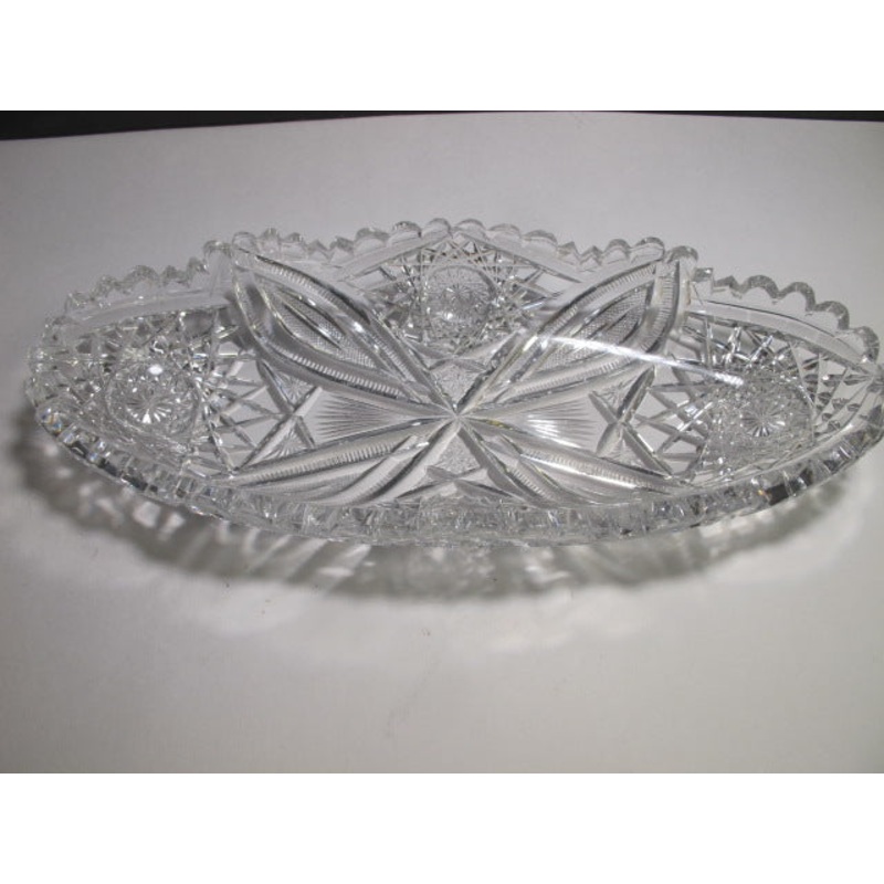 American Brilliant Period Cut Glass celery tray Antique