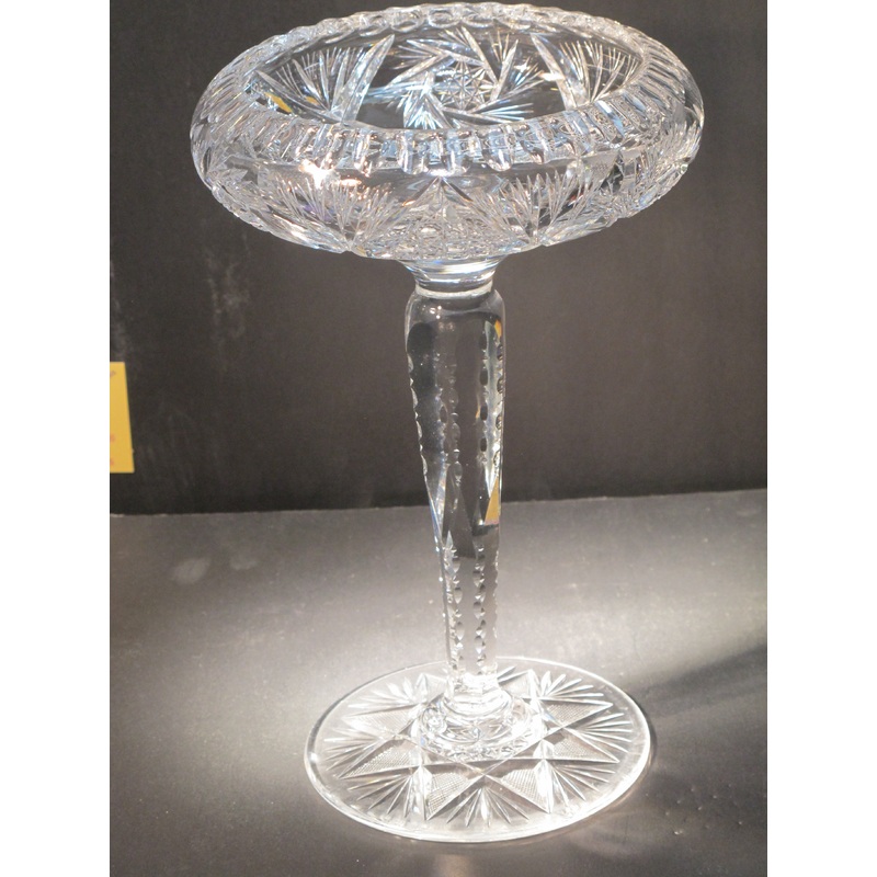 American Brilliant Period Cut Glass compote, Antique 12"