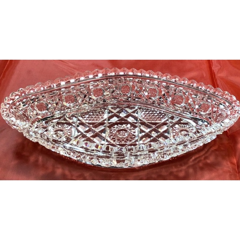 American Brilliant Period Cut Glass oval tray