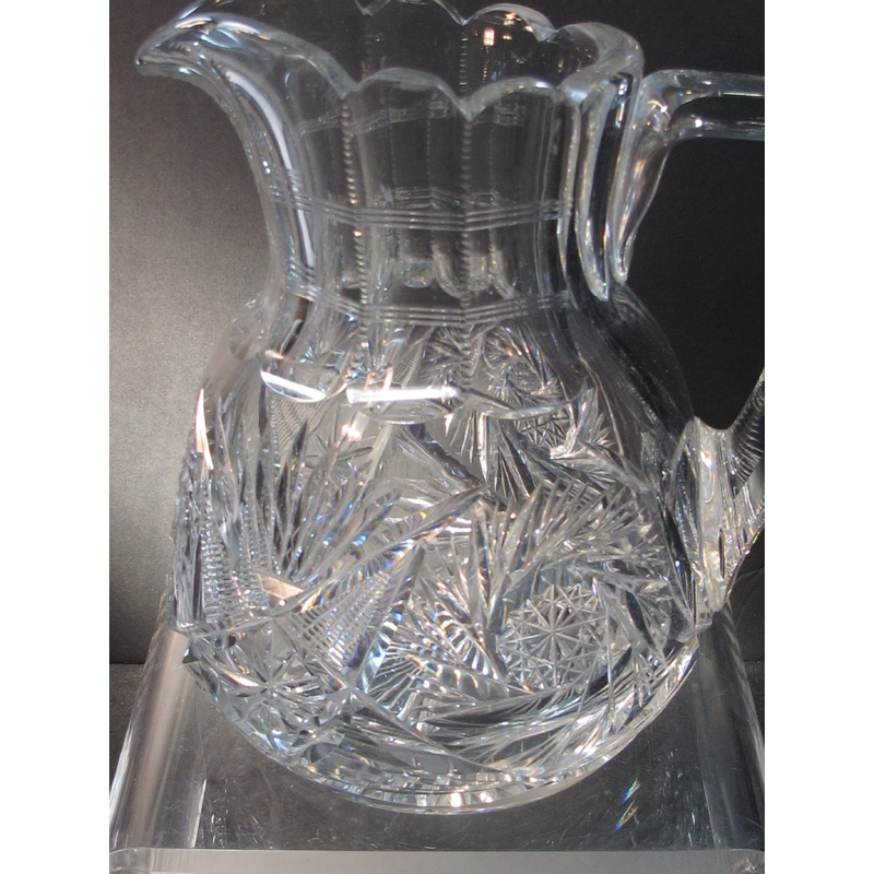 American Brilliant Period Cut Glass pitcher Antique 7 lbs