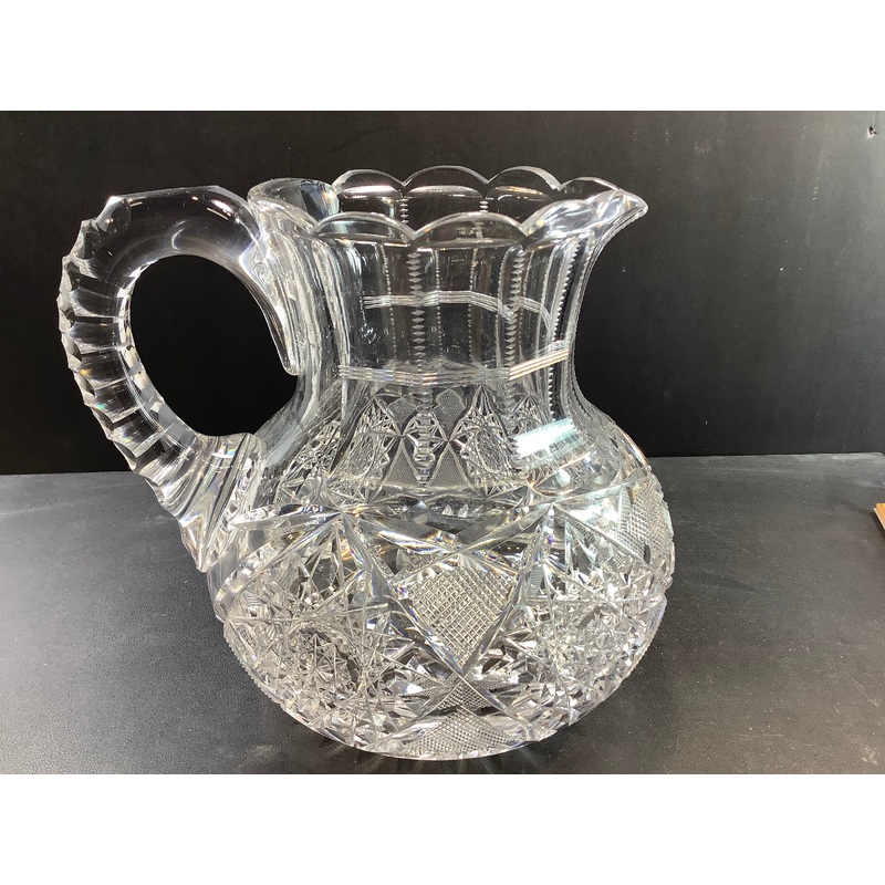 American Brilliant Period Cut Glass Pitcher Antique W25