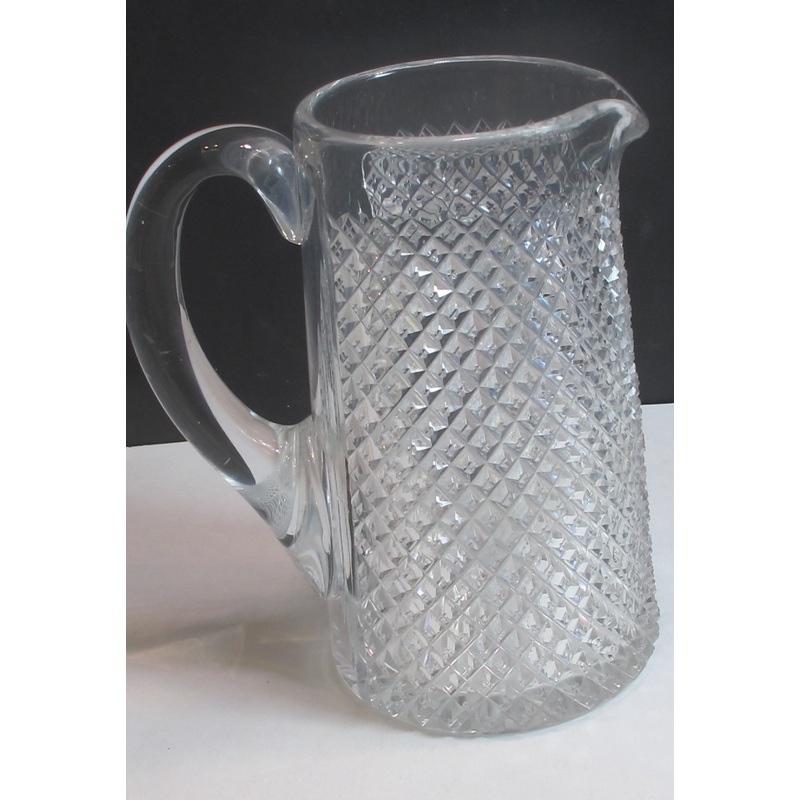 American Brilliant Period Cut Glass Pitcher strawberry diamond  Antique