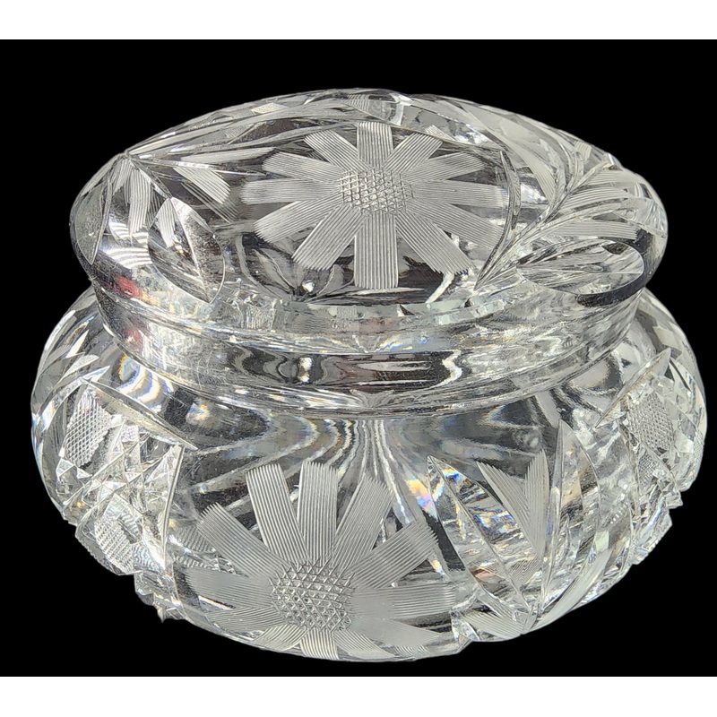 American Brilliant Period cut glass powder box