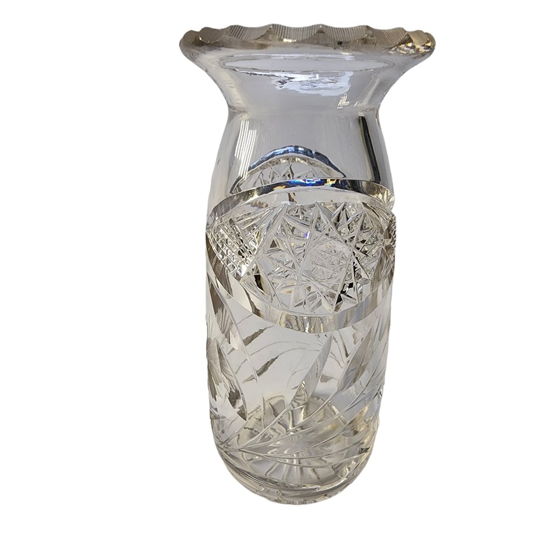 American Brilliant Period Cut Glass vase floral