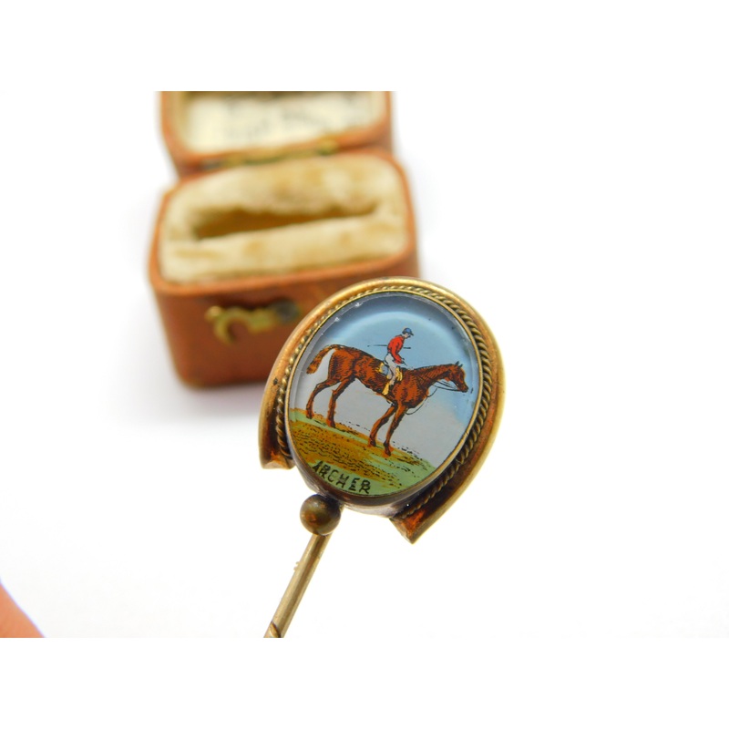 Australian Victorian Gilt Metal & Enamel 'Archer' 1st Melbourne Cup Winner Pin 1861