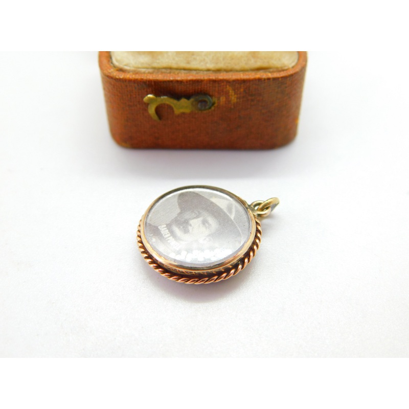Edwardian 9ct Gold Mounted 'Baden Powell & Earl Roberts' Locket Charm c1910