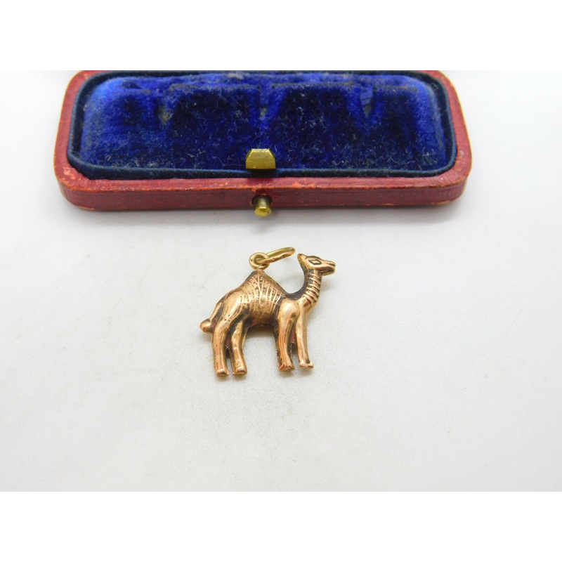 Egyptian 18ct Rose Gold Desert Camel Pendant Charm Antique c1940