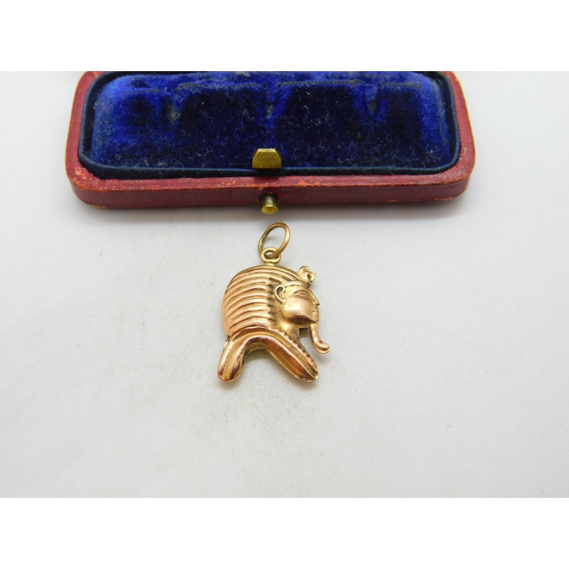Egyptian 18ct Rose Gold Pharaoh Bust Pendant Charm Antique c1940