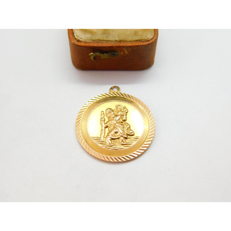 Georg Jensen 9ct Yellow Gold St Christopher Travel Pendant 1969 London Vintage