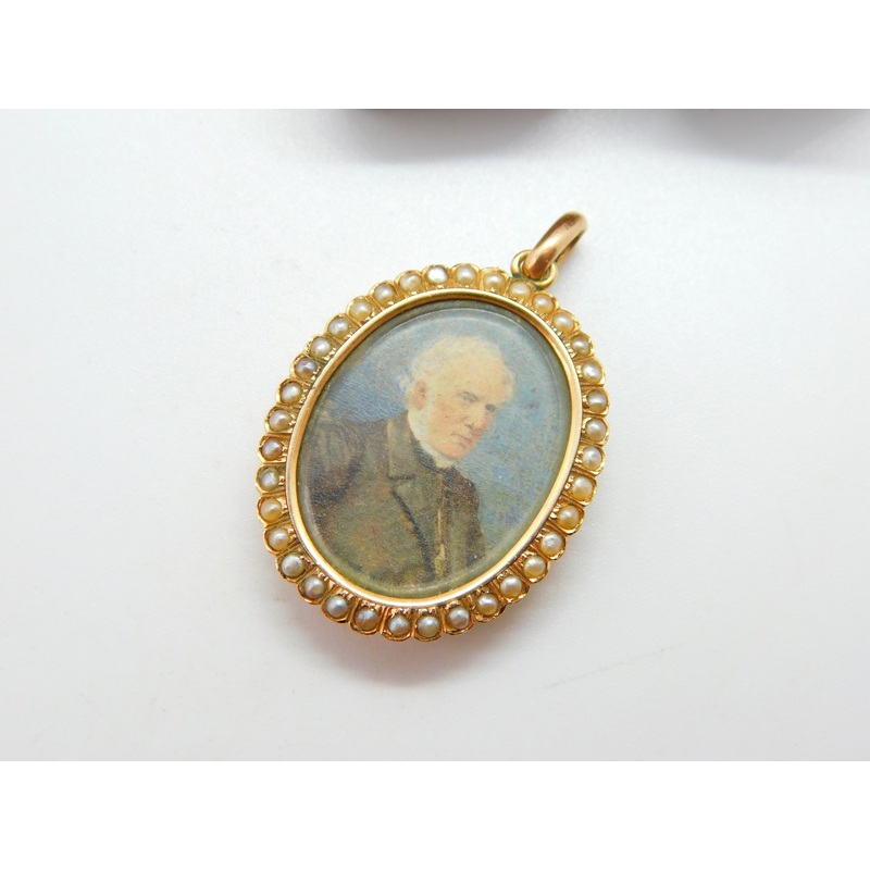 Georgian 15ct Gold, Watercolour Miniature & Hair Plait Mourning Locket c1790