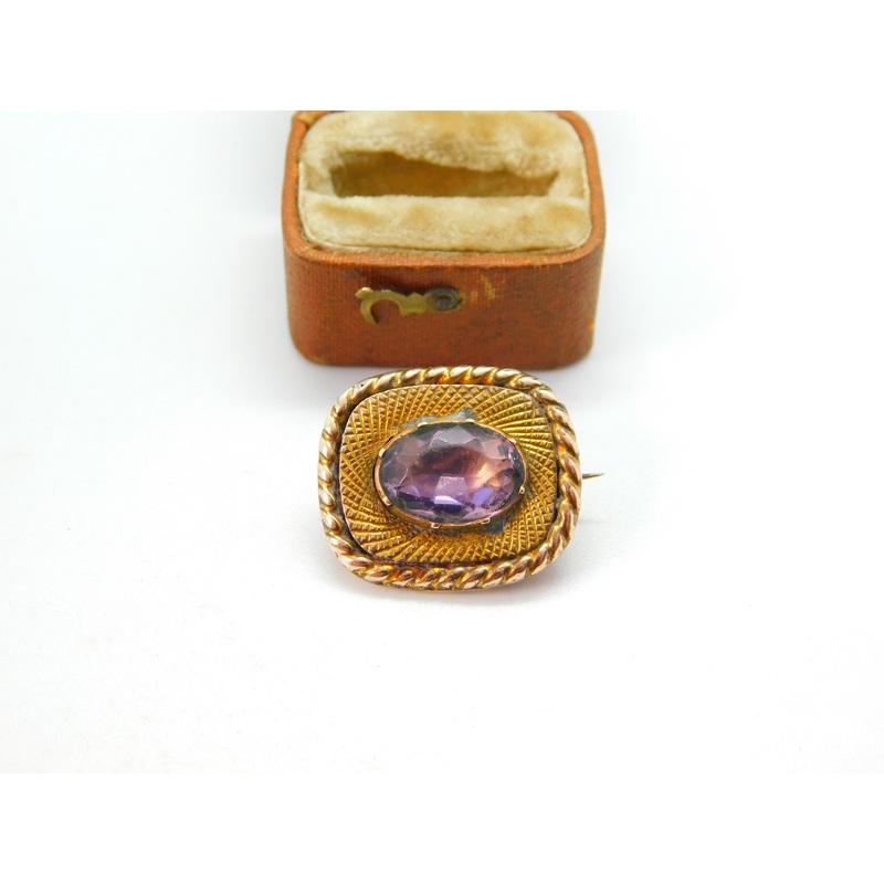 Georgian 9ct Gold & Amethyst Set Sweetheart Brooch c1820 Antique Regency