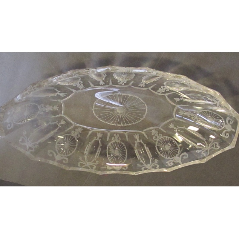 Signed Hawkes American Brilliant Period hand Cut mouth blown blank oval dish
