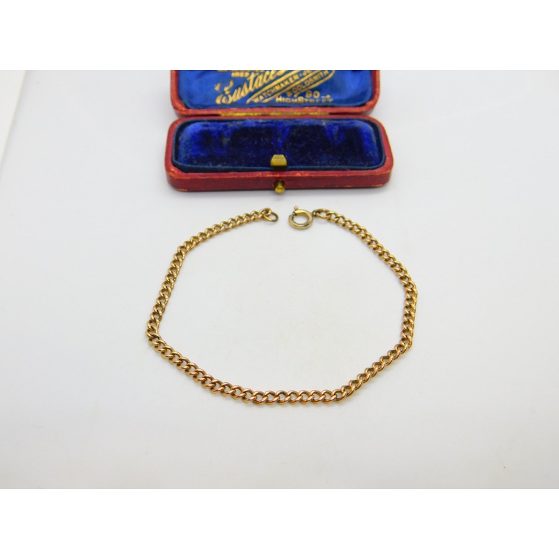 Victorian 9ct Rose Gold Curb Link Chain Bracelet Antique c1890 7.5" Length