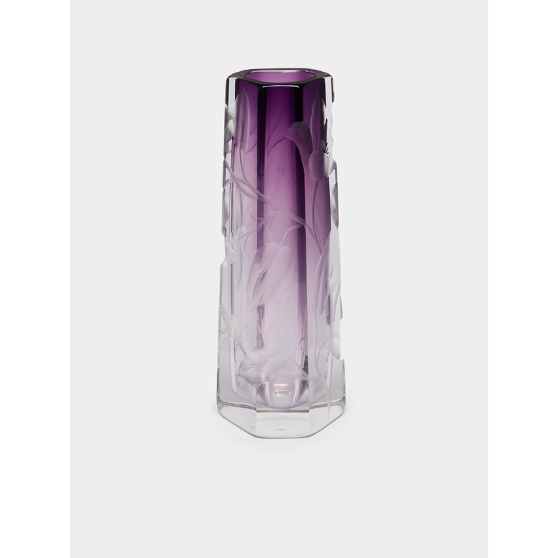 1900s Moser Hand-Engraved Cut Crystal Vase