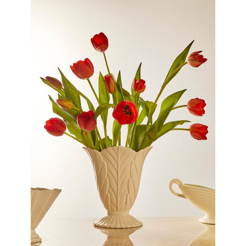 1930-1940 Leaf Embossed Ceramic Vase