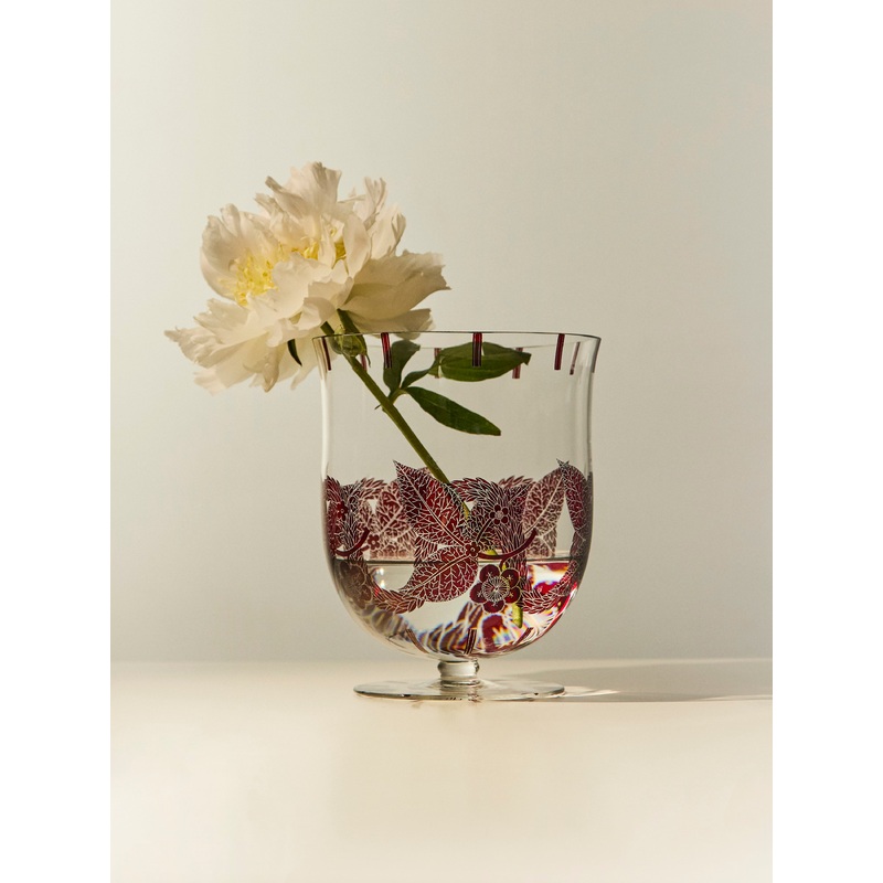 1930s Crystal and Ruby Enamel Vase