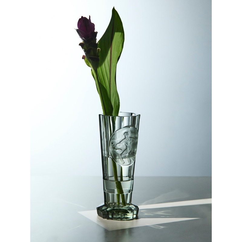 1930s Tennis Hand-Engraved Crystal Vase