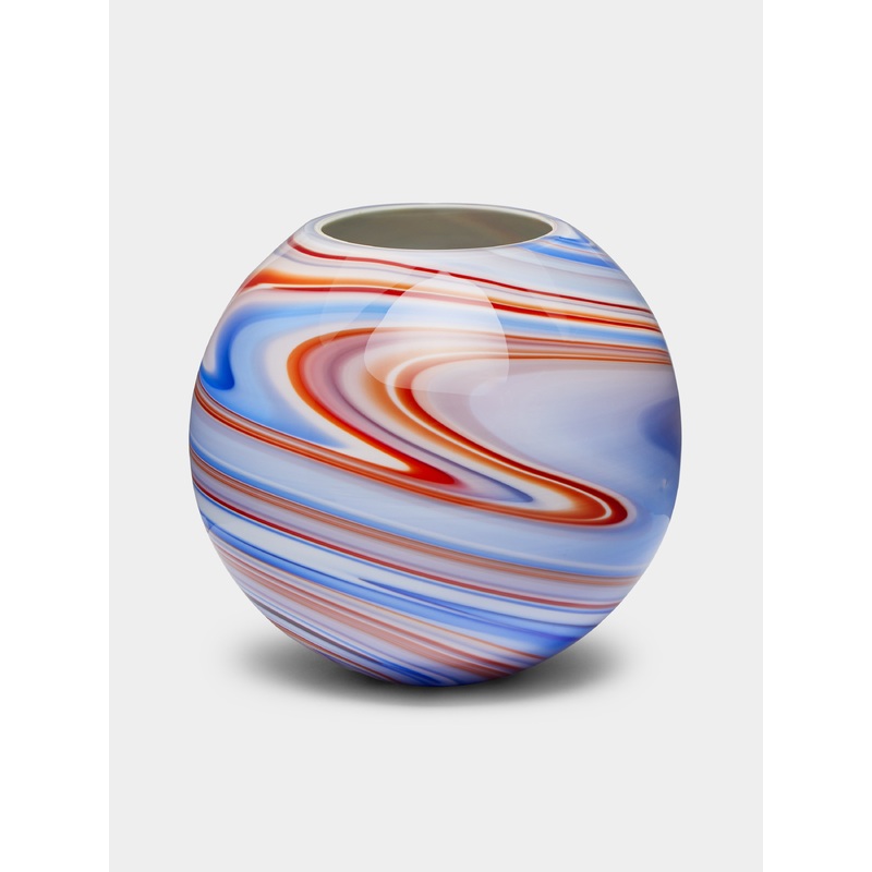 Archive Revival Sphere Hand-Blown Marbled Murano Glass Vase