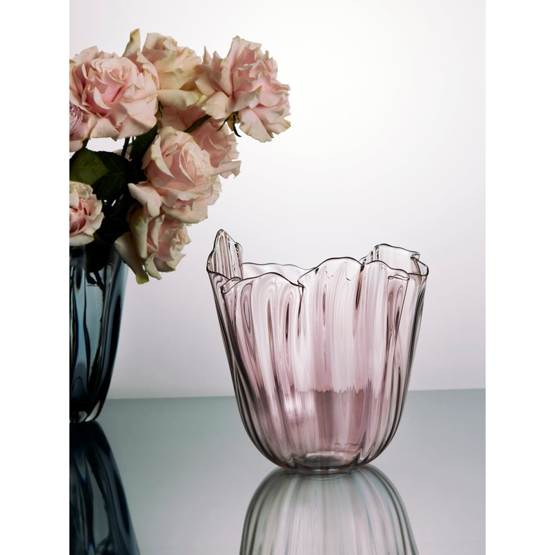 Fazzoletto a Canne Hand-Blown Murano Glass Medium Vase
